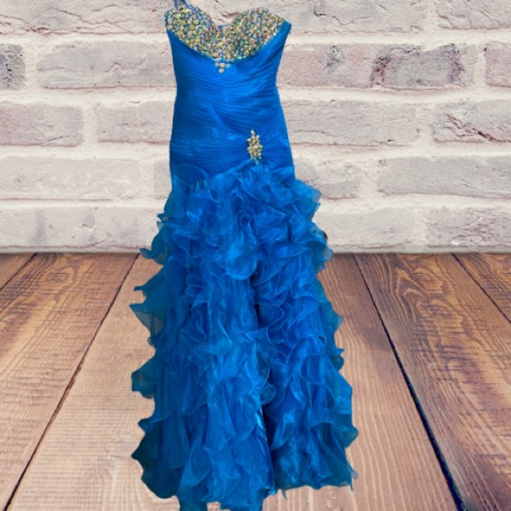 Ruffle Mermaid Beaded Prom Gown